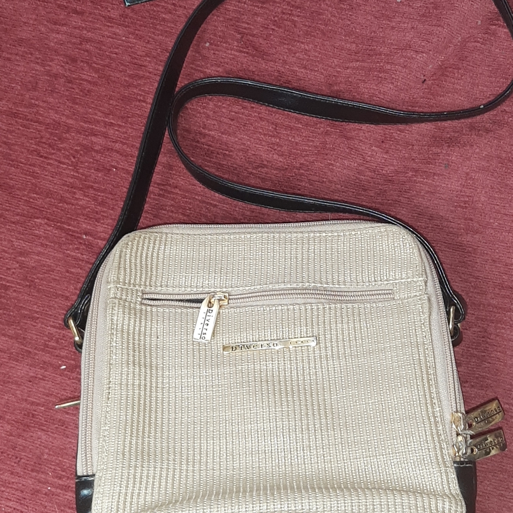 Diverse italy leather and straw fabric handbag